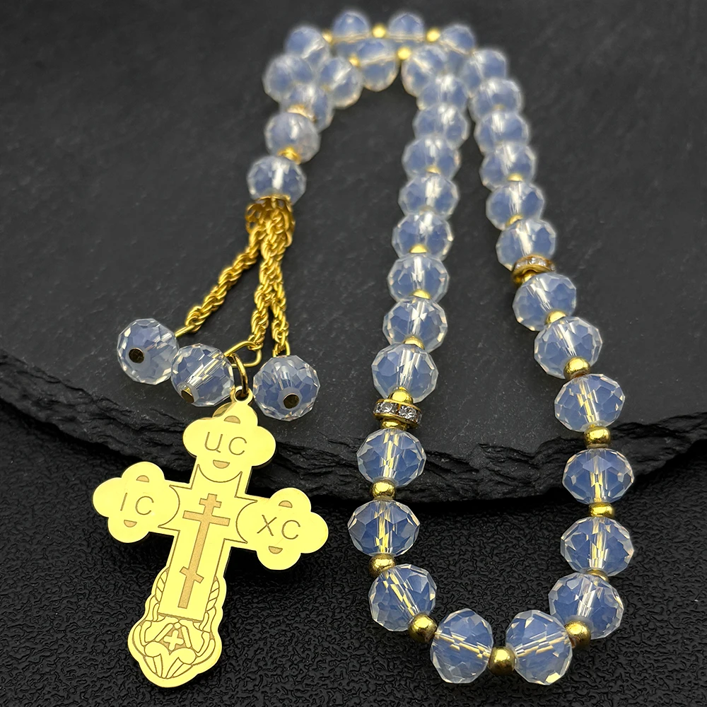 

Stainless Steel Orthodox Cross Car Pendant Latin Cross Budded Russian Slavic Christian Serbian Talisman Paryer Beads Jewelry