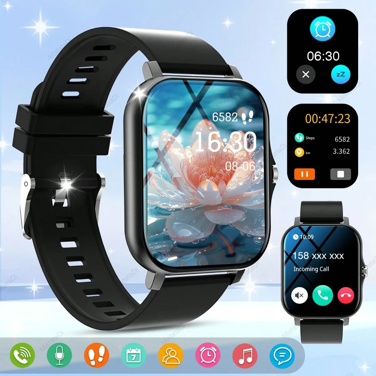 

Спортивные умные часы с сенсорным экраном 1,83 дюйма, умные часы с 100 спортивными режимами, пульсометр/монитор сна для мужчин и женщин