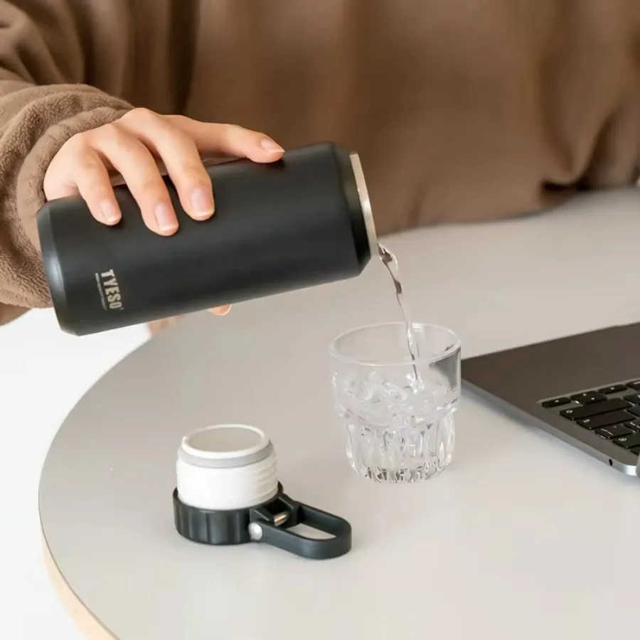 Tyeso 500ml Handheld Thermal Cup Large Capacity Heat Cold Retention Bottle Portable Easy-pull Sports Water Mug For All People
