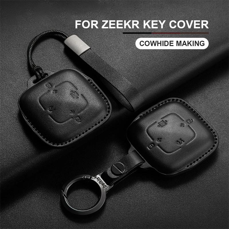 

For Zeekr 001 007 007GT Zeekr 7X Zeekr X Leather Car Smart Key Case Cover Car Key Holder Protection Shell Keychain Accessories