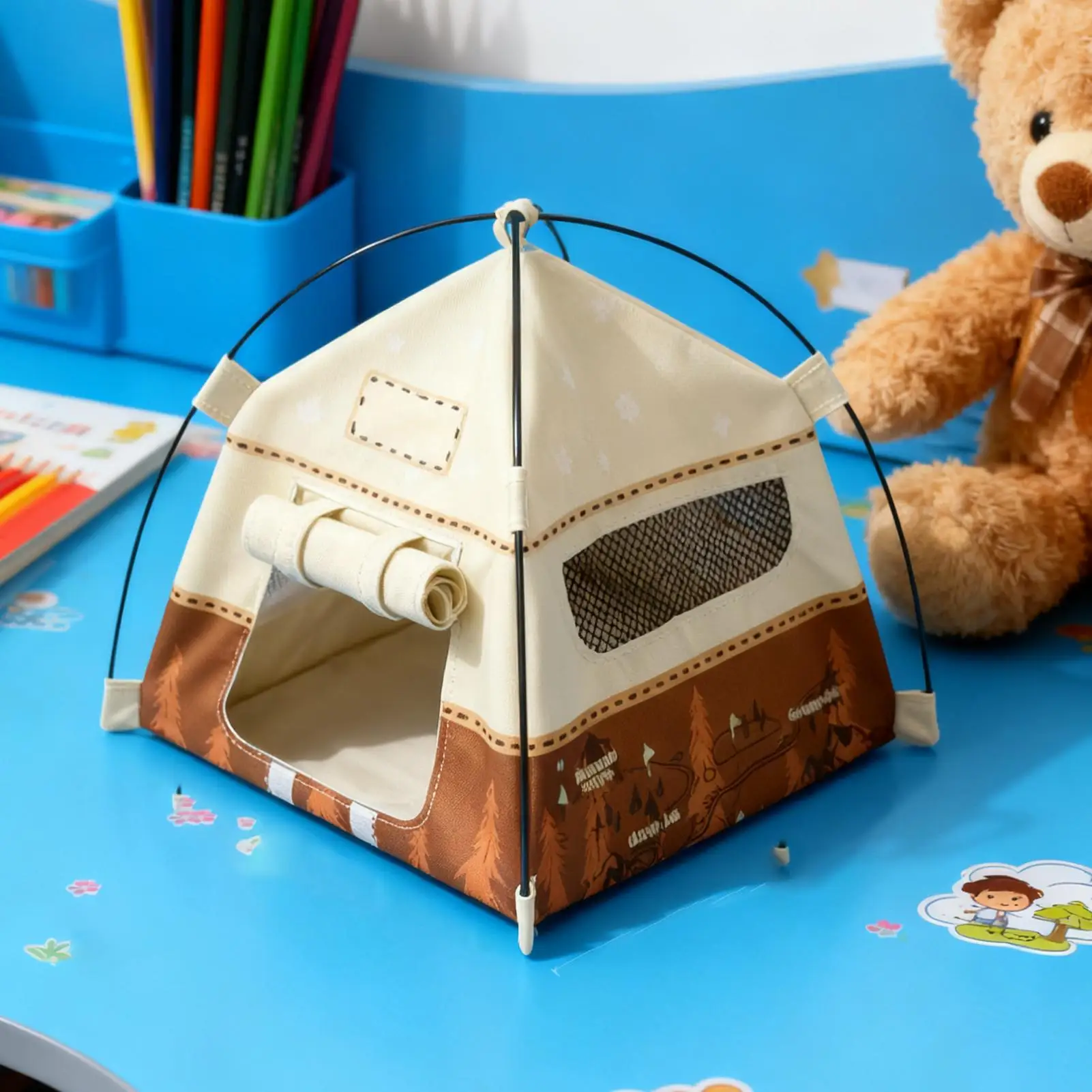 Campingzelt-Modell im Maßstab 1:12, realistische Puppenhaus-Szenen-Requisite für Spielzeugfotografie, Puppenzubehör für Jungen und Mädchen