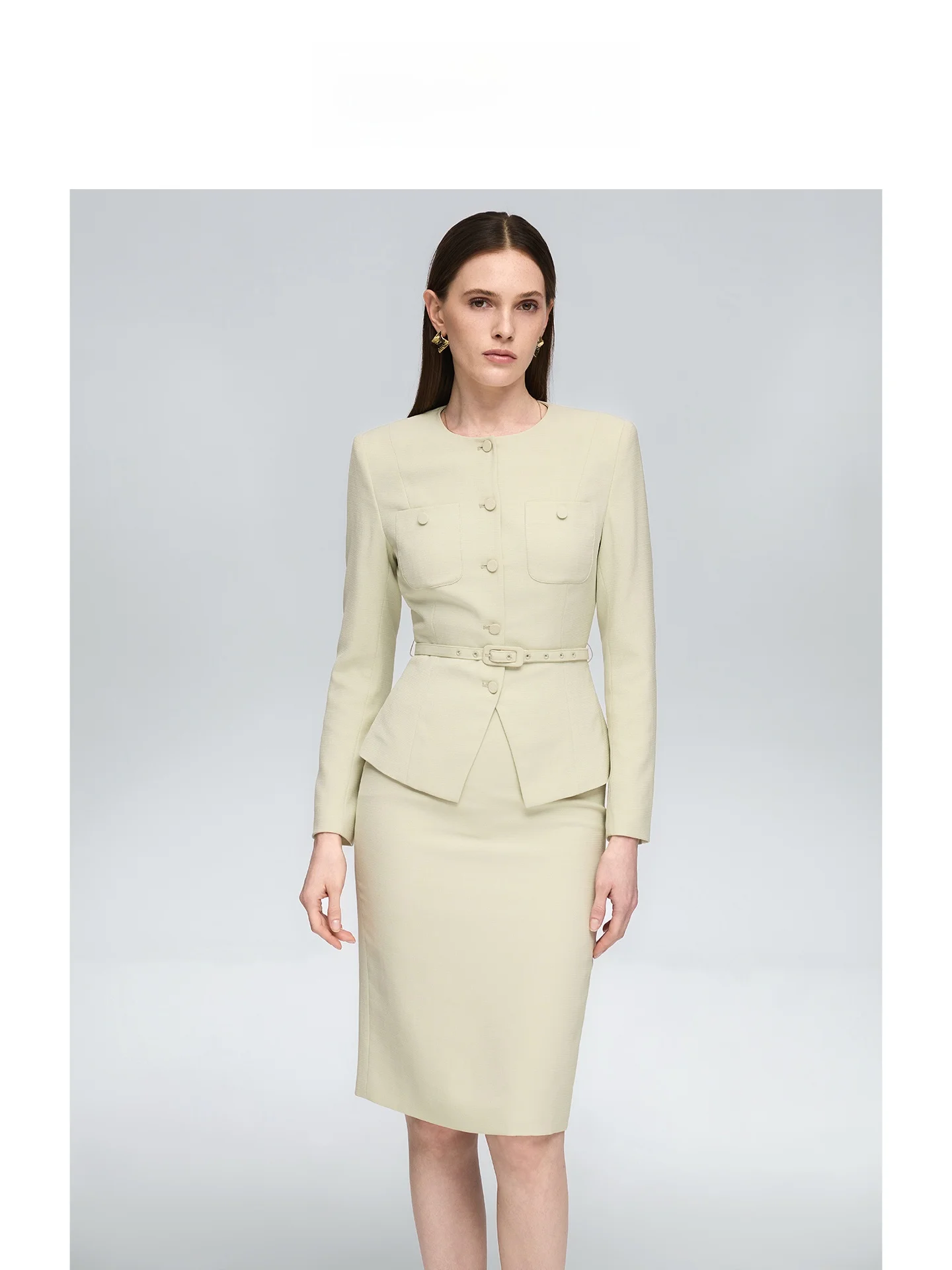 

Новинка: Элегантный женский летний костюм-двойка из ацетата (пиджак и юбка) с одной пуговицей, зеленый, приталенный крой