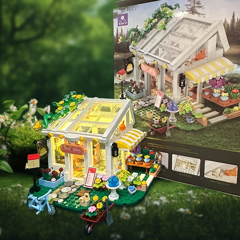 

KAVO Newest Flower Sun home Architecture Building Blocks Creative Civy View Greenhouse Building Bricks Toys For Kids Gifts