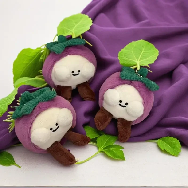 クリエイティブフルーツマンゴスチンぬいぐるみキーホルダーかわいい漫画ぬいぐるみキーリングバッグペンダントカップルバックパック吊り下げ装飾