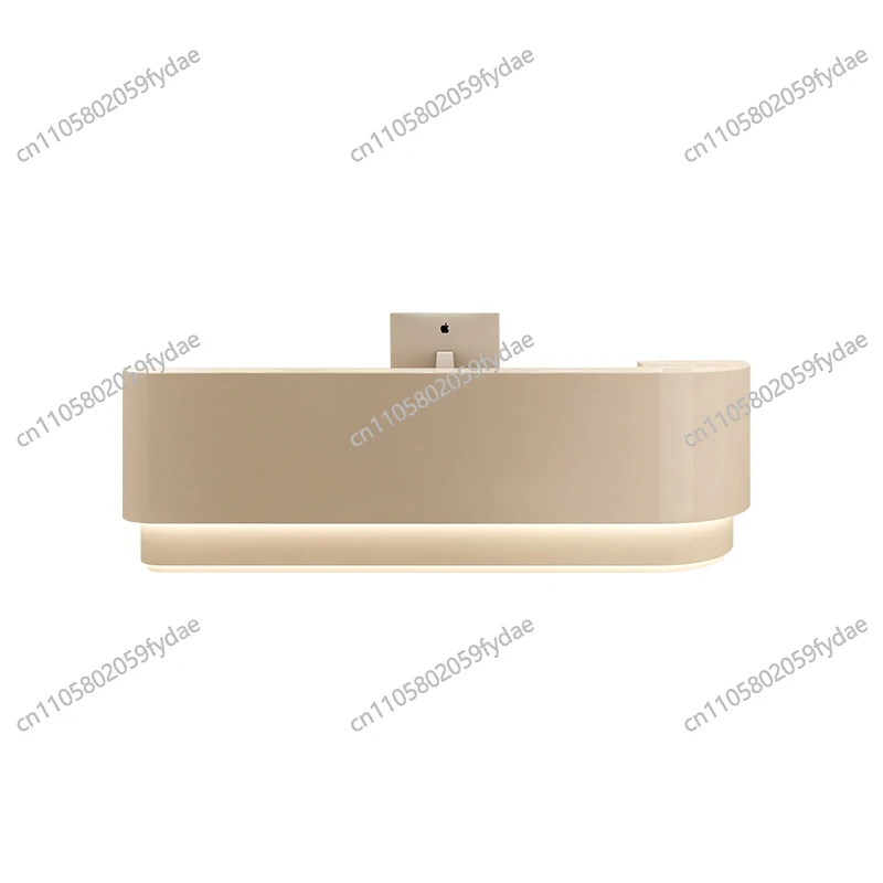 

Стойки ресепшн для магазинов одежды с LED-логотипом, бежевые кассовые стойки, дизайнерские стойки ресепшн для ресторанов, мебель для офиса