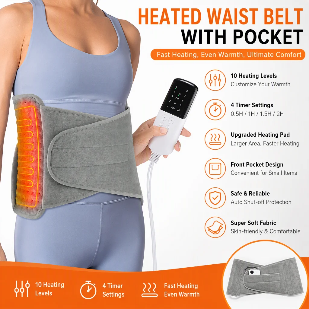 Electric Heating Waist Belt Warm Thermal Pad 10-gear Temperature Control Office Household Warm Artifact Hand Uterus Body Warmer