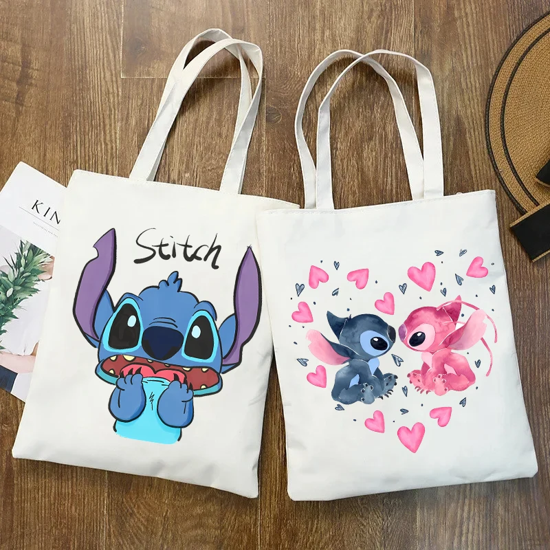 Cute Stitch Women Handbag Kawaii Crossbody Bags for Women Disney Cartoon Printed Canvas Bag Girls Large Capacity Shopping Bags