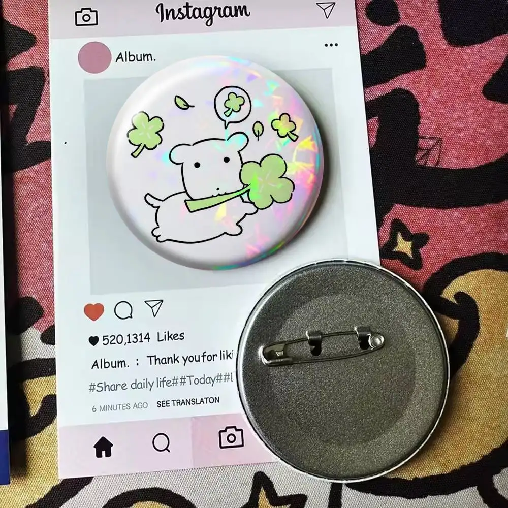 cute G-Ganadi Dog Laser Badge Applicable For Backpack Clothes Hats Decor Creative Accessories