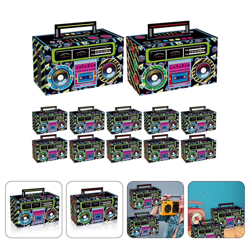 12 Pcs Gift Bag Cookie Boxes Candy Holder Paper Retro Radio Decorations Party Treat