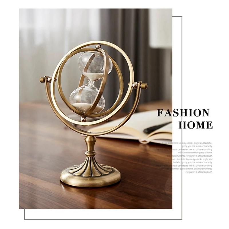 Nordic Hour Glass Rotating Sand Hourglass Vintage Home Decor Globe Ornaments Sand Clock Sandglass Timer Room Decor