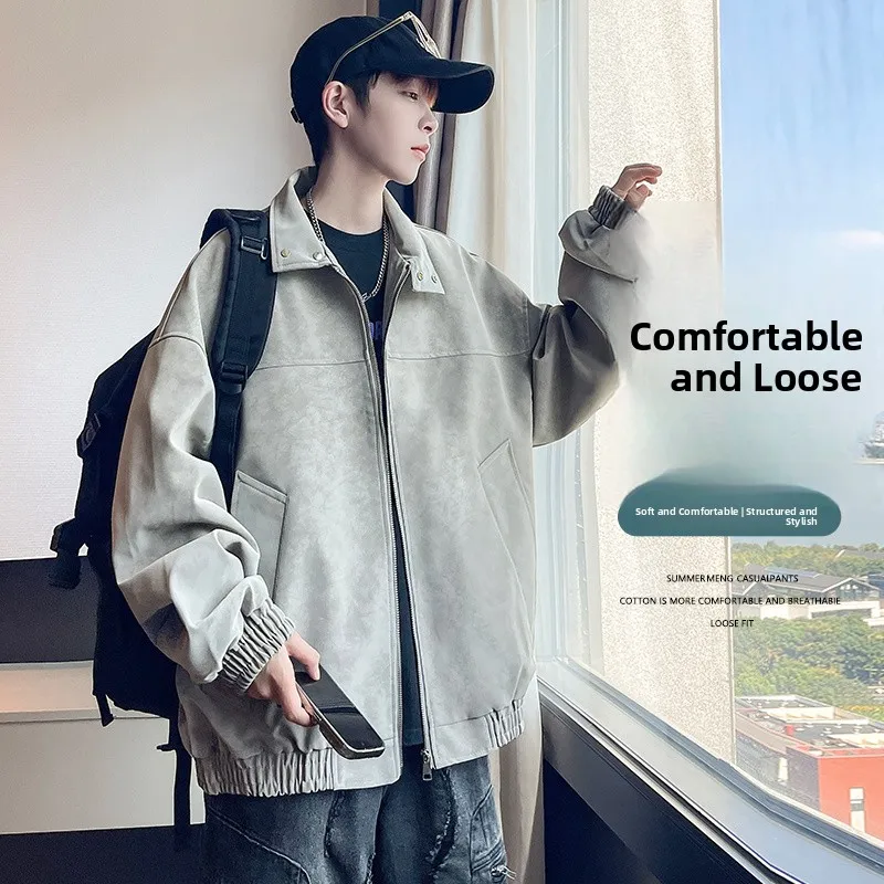 

Мужская куртка в американском ретро-стиле, оверсайз, повседневная, свободная, комфортная, модная осенняя верхняя одежда для молодежи