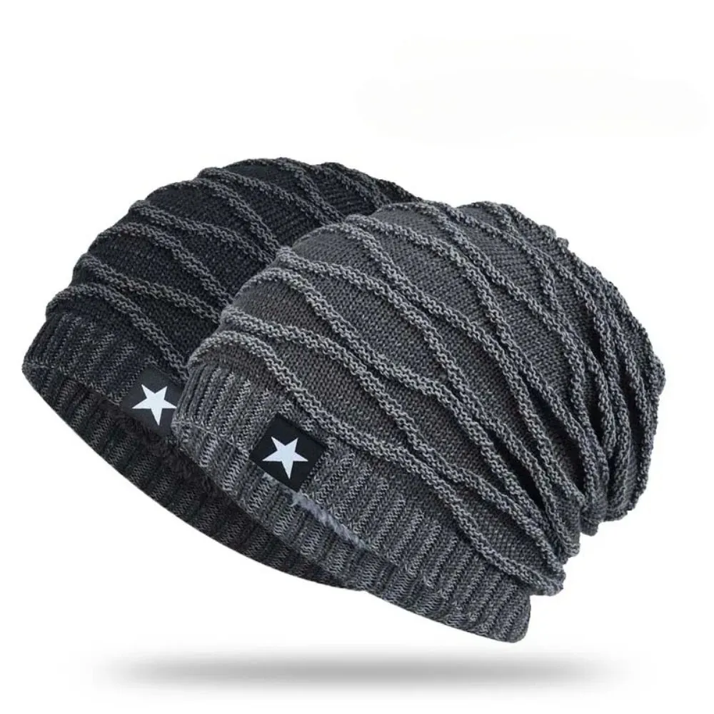 Berretto in pile morbido e ispessito Berretto a stella antivento Cappello caldo pullover da ciclismo jacquard a rombo all'aperto