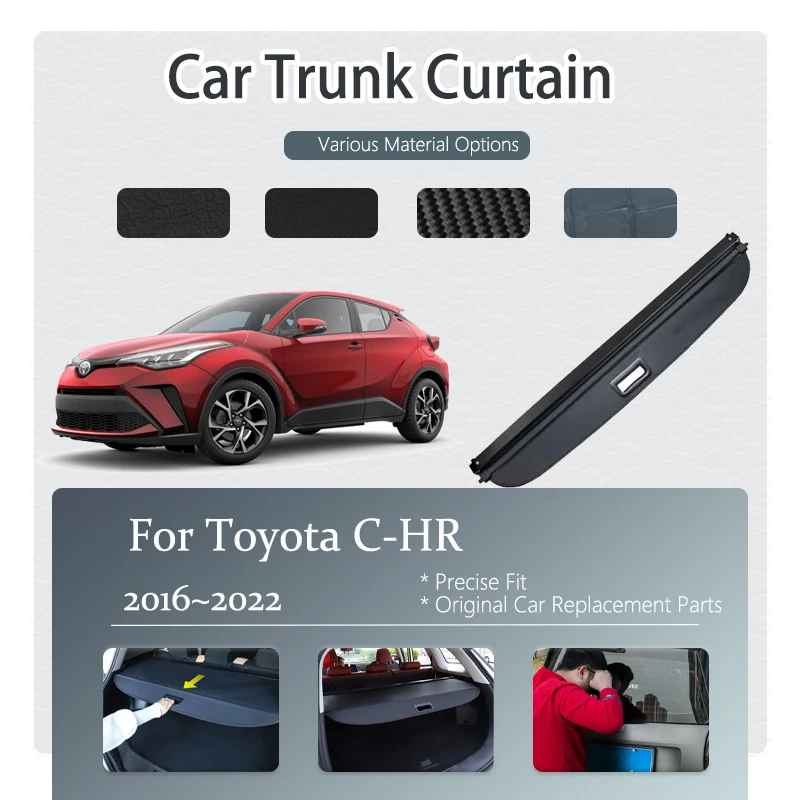 

Car Rear Trunk Curtain Cover For Toyota C-HR CHR AX10 AX50 2016~2022 Black Luggage Trunk Rack Partition Shelter Auto Accessories