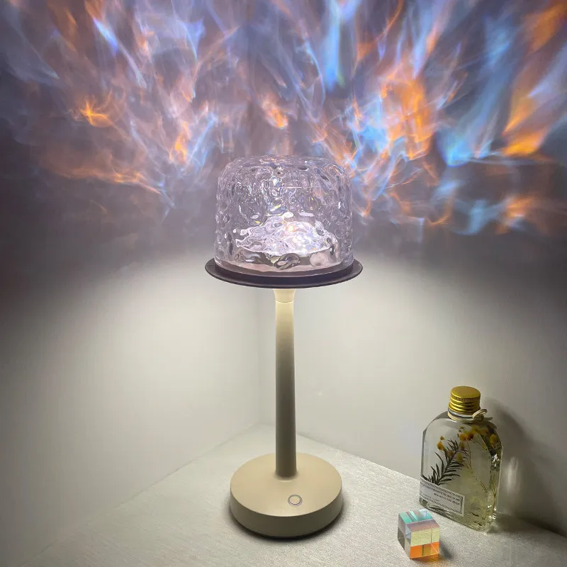 Creative Tall Water Ripple Rotating Light Emitting Decorative Item Home Atmosphere Decoration Craft Piece Bedside Display Gift