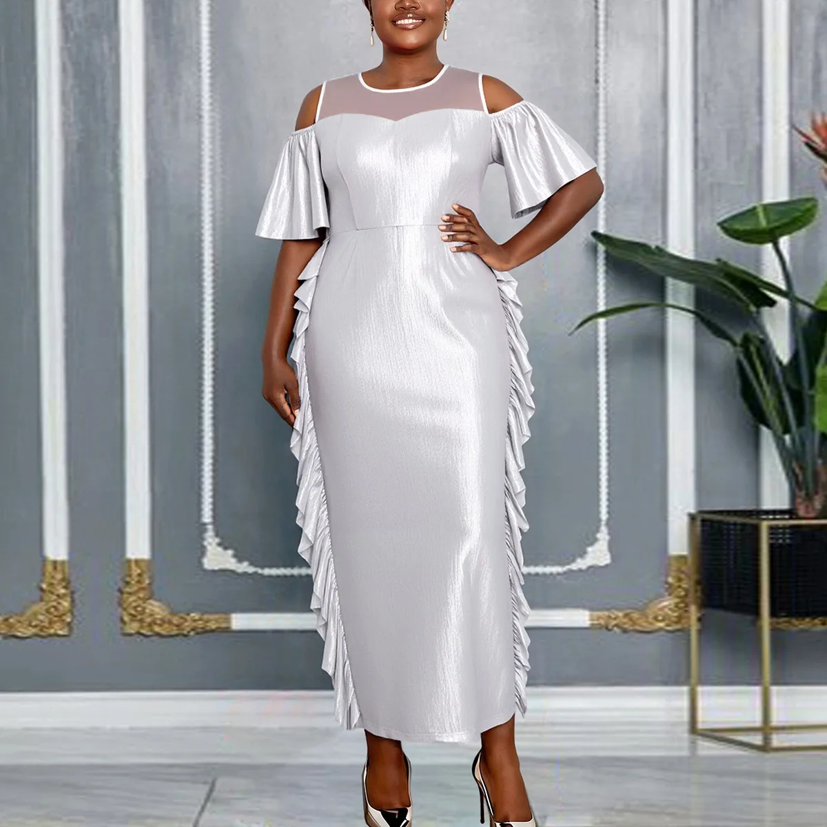 

Африканские платья для женщин: элегантное плиссированное макси-платье Дашики с коротким рукавом, традиционная африканская одежда для женщин, коллекция 2026 года