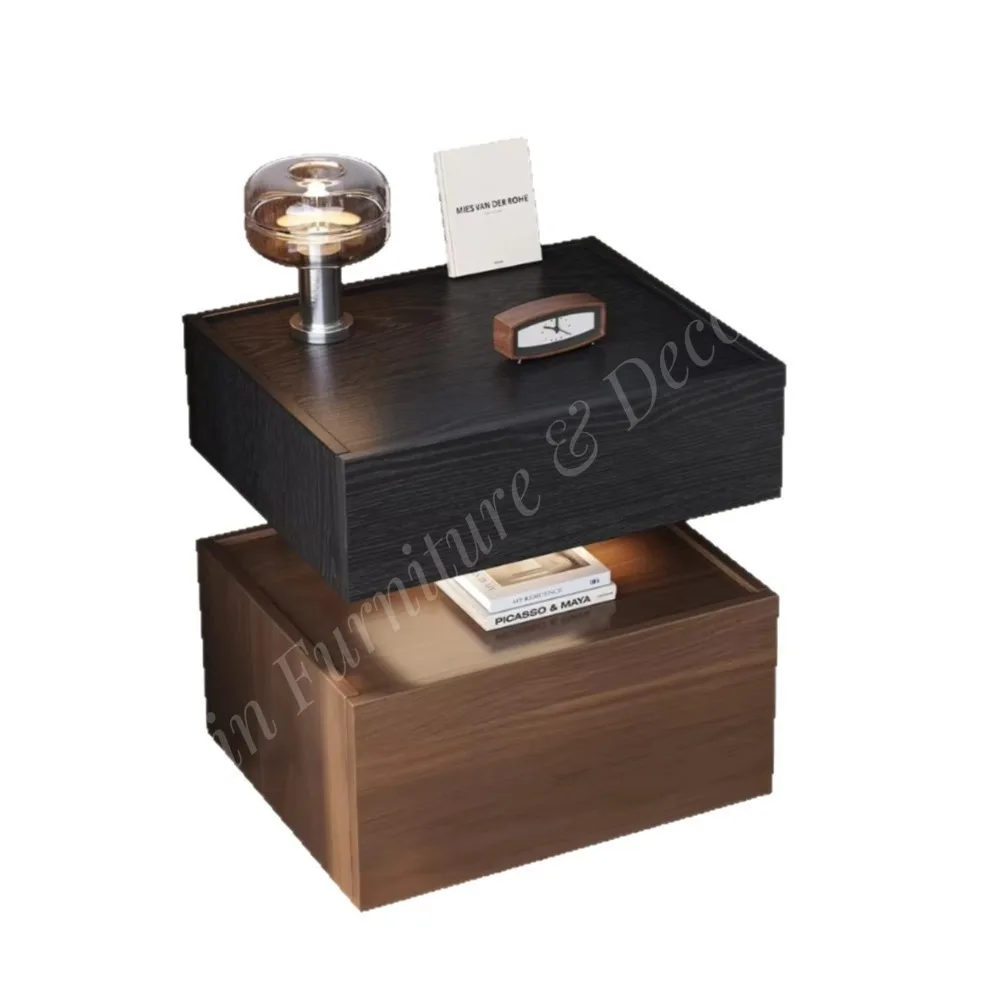 Solid Wood Nightstand Safe Box Digital Password Key Dual Unlock Modern Design Eco-Friendly Bedroom Living Room Storage Cabinet