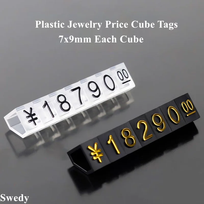 

10 Strips 9x7mm Plastic Number Price Cubes Tags Assembly Blocks Dollar Eur Watch Jewelry Pricing Cube Tags Display Stand