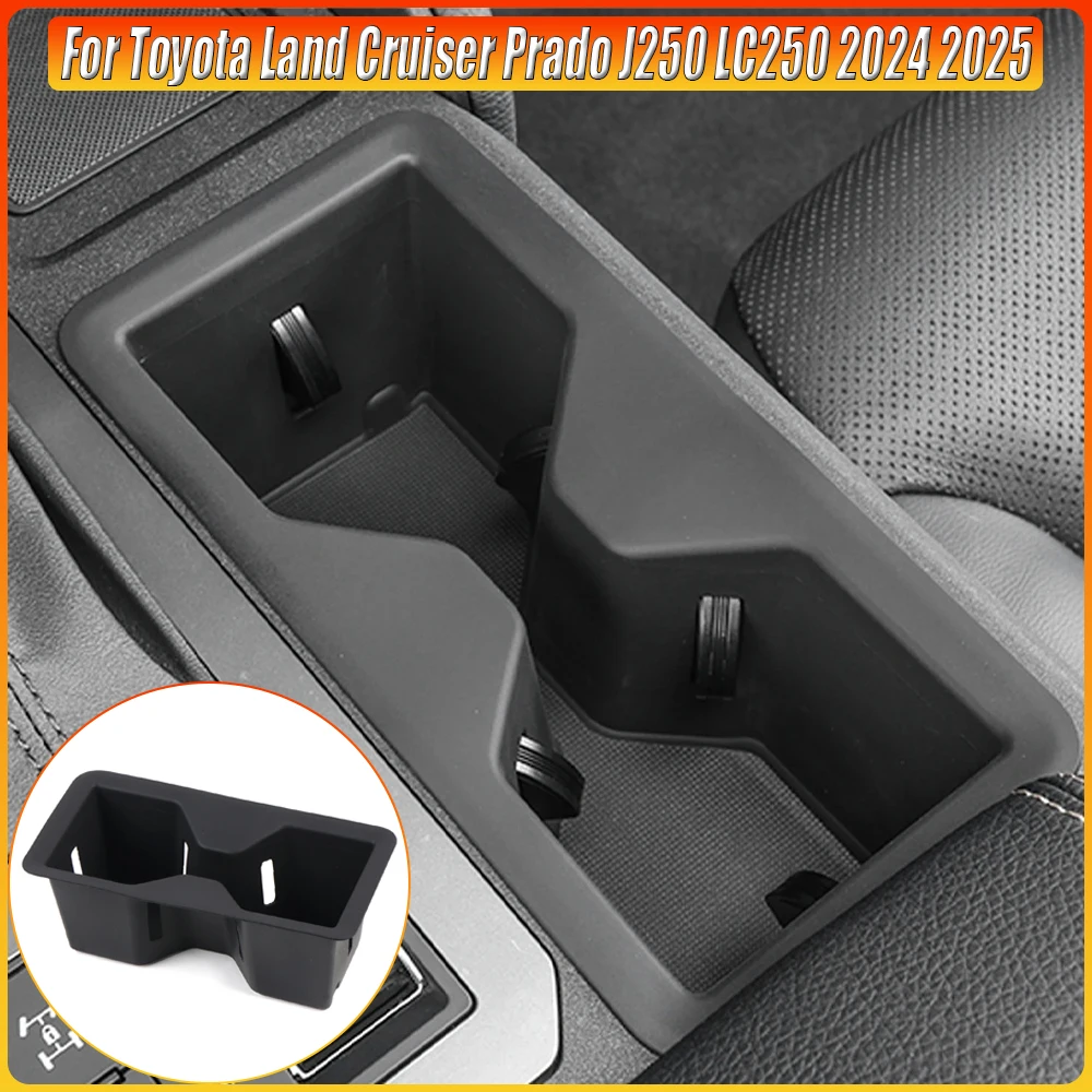 Car Silicone  Armrest Storage Box Water Cup Holder for Toyota Land Cruiser Prado J250 LC250 2024 2025 Interior Accessories