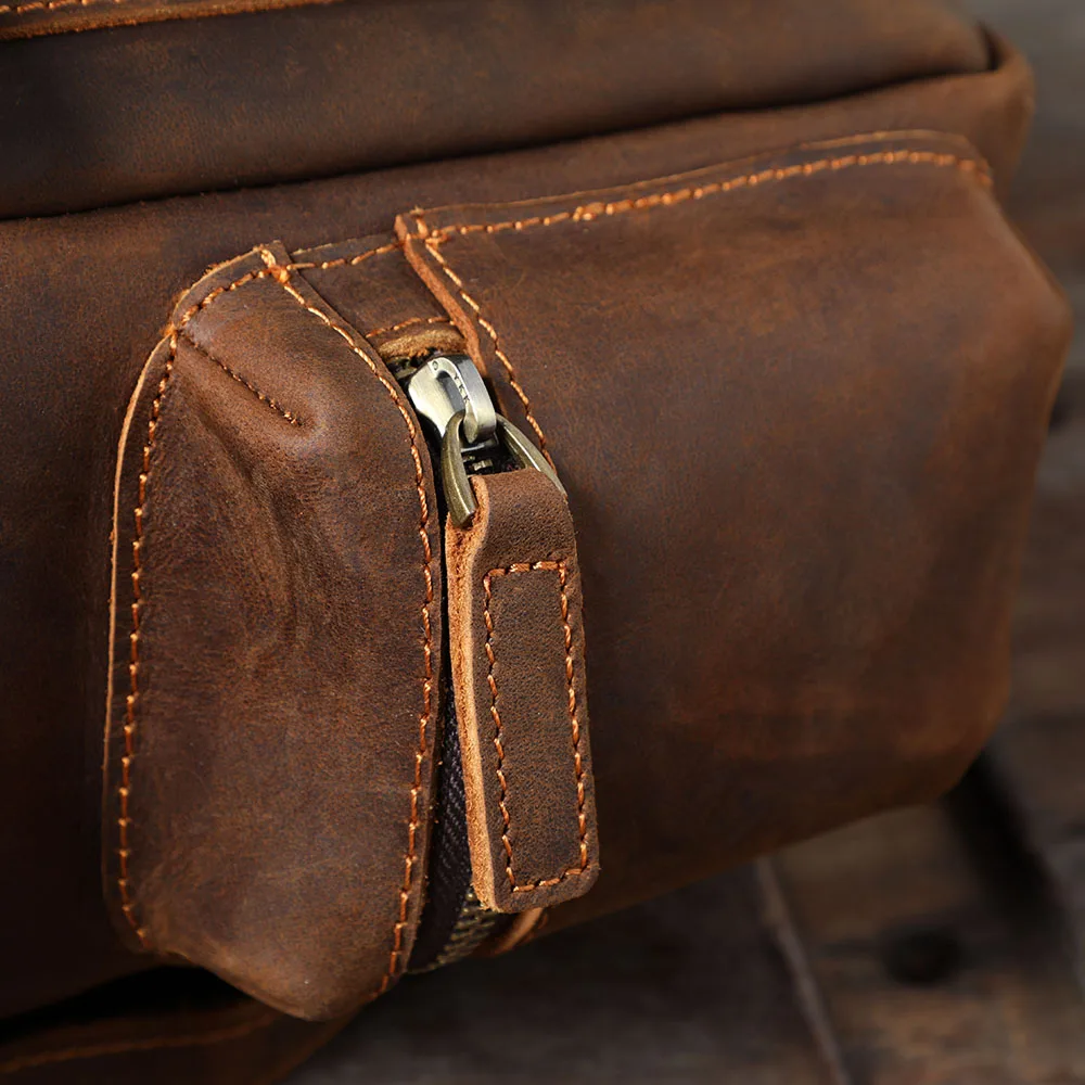 S.WORKER Vintage Echtleder-Rucksack für Herren, Große Laptop-Schultertasche aus Rindsleder, Klassische Vintage Crazy Horse Schultasche für Reisen – Detail 16
