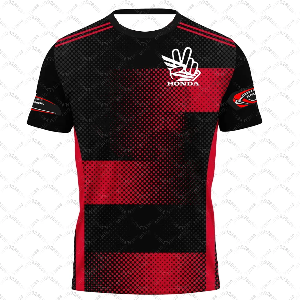 

Honda Quick Dry Racing Men Stripe Print Motorcycle Biker Jersey Sportswear Short Sleeve Lightweight Outdoor T-shirt