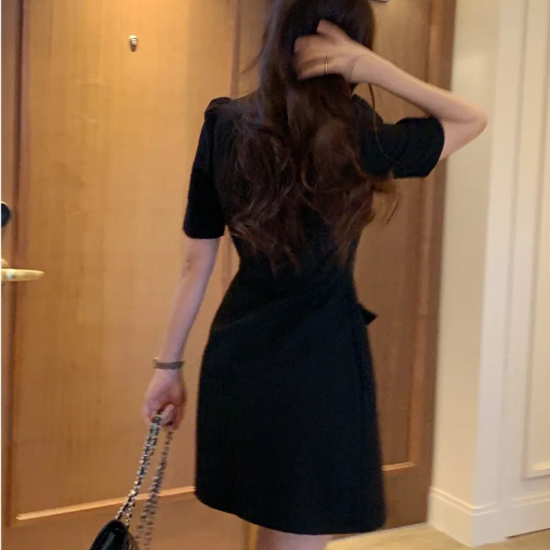 Korean Chic Tweed Vestidos Small Fragrance Women 2024 Dress Short Sleeve Vestido Summer New O-neck Dresses Elegant Robes