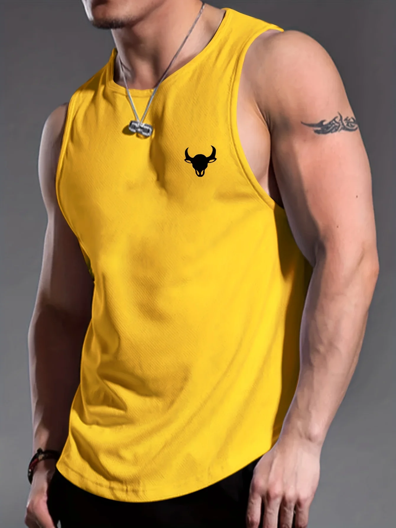 Outdoor Sports Comfortable Breathable Men's Vest Summer Bull Head Print Loose-Fit Men's Vest Streetwear Fashion Men's Top