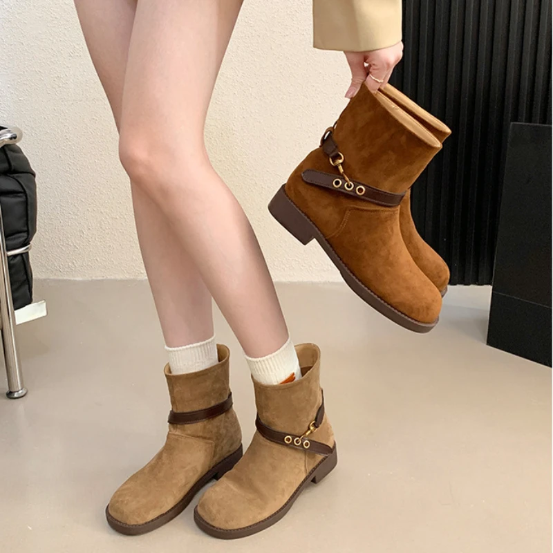 

Женские ковбойские ботильоны в стиле вестерн, армейские ботинки на массивной подошве, ботильоны на платформе в мотоциклетном стиле, осень-зима 2025, винтаж