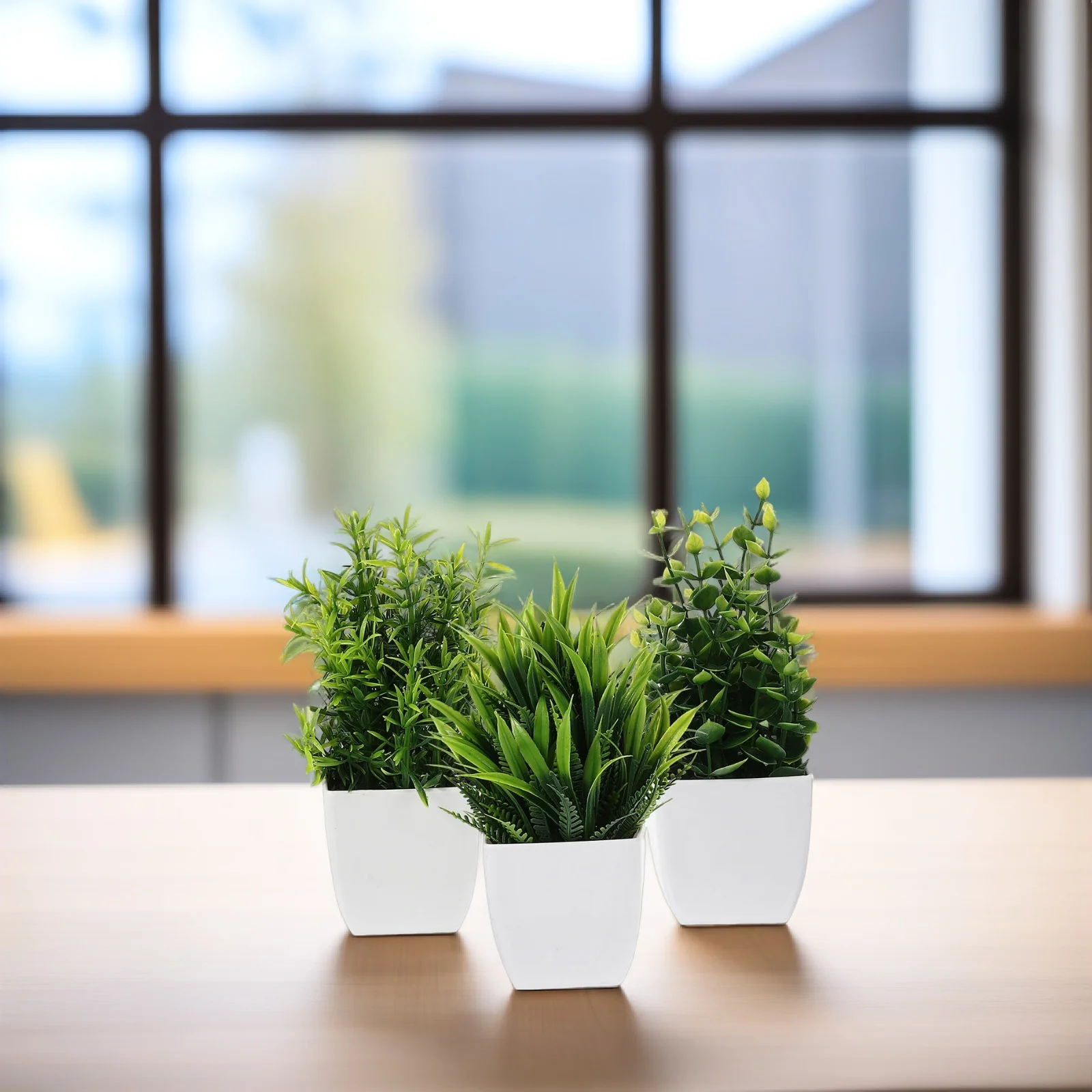 

3pcs Mini Artificial Plants In Pot Realistic Fake Greenery For Home Office Desk Decor Small Potted Faux Plants Bedroom Shelf