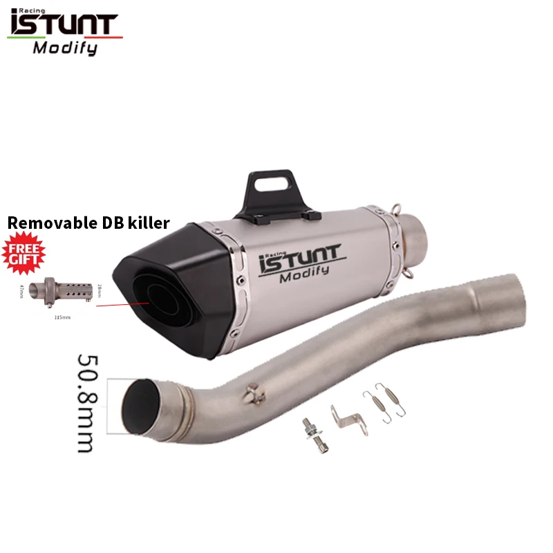 Voor Kawasaki Z750 2004-2008 Motorfiets Uitlaat Tips 51mm Uitlaat Slip Op Midden Link Pijp Met DB Killer roestvrij Staal Escape