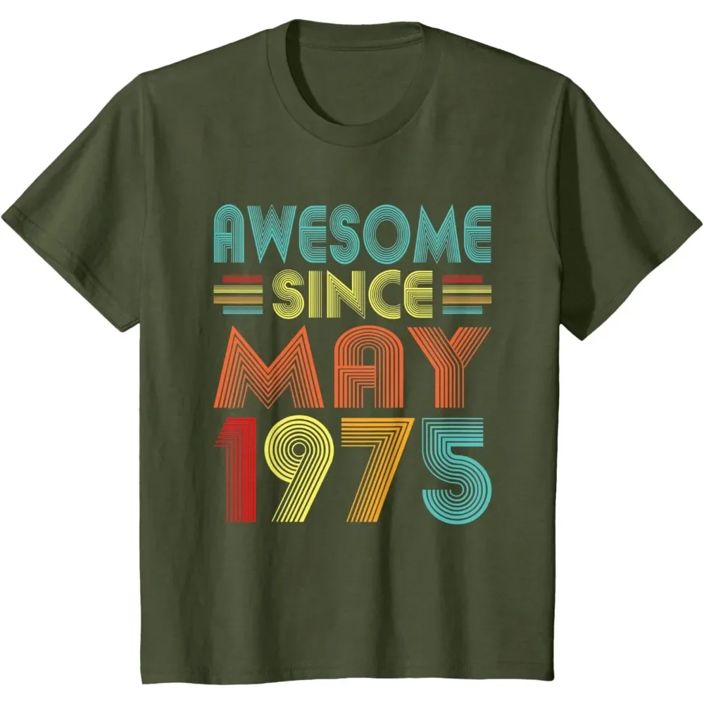 50th Birthday Idea Awesome Since May 1975 Bday 48 Years Old T-Shirt Nostalgia Retro Outdoors  Breathable Camisetas