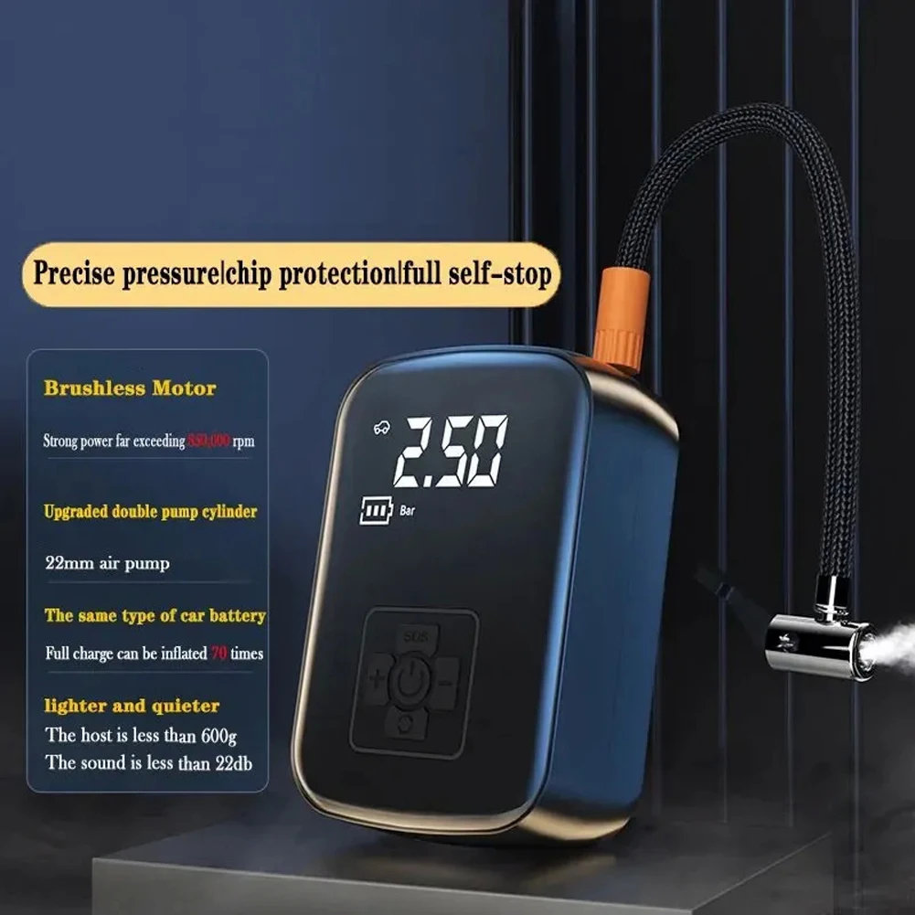 Portable Air Compressor Auto Pump 150PSI Car Digital Air Compressor Motorcycle Bike Pump Wireless/Plug-in Pump Electric Inflator