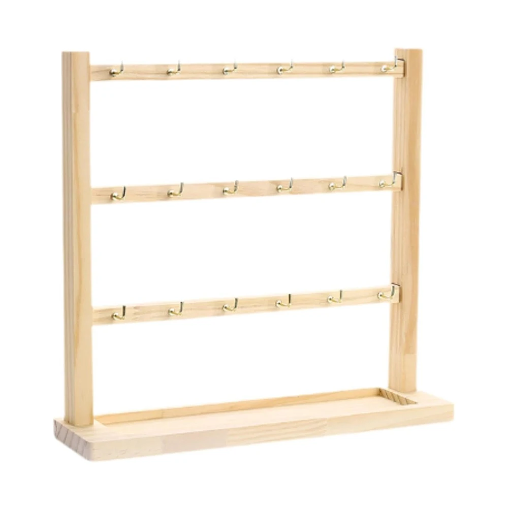 

Wooden Earring Display Rack Organizer Necklace Ring Storage Rack Wooden Women Bracelet Watch Jewelry Shelf Multifunctional