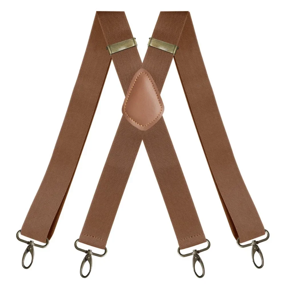 Suspensórios para adultos pesados vintage, suspensórios elásticos multiuso ajustáveis, 4 ganchos de cobre fortes, 3,5 cm x costas, presentes para homens