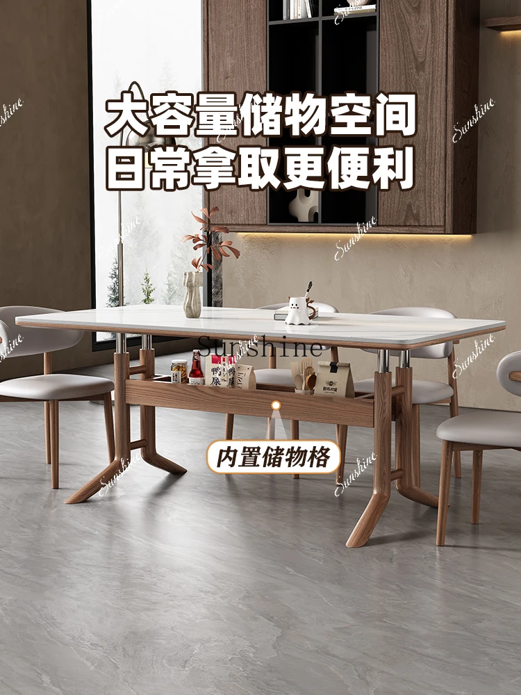 Solid wood slate dining table Nordic living room household ash wood modern rectangular dining table  FT