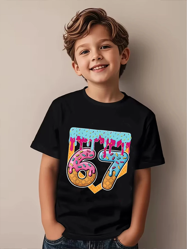 Kids Baseball Donut 67 Graphic T-Shirt, Soft Cotton, Sporty Fun Wear for Boys & Girlsdf0119