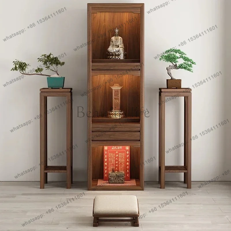 

New Chinese-style solid wood household three-layer Buddhist shrine offering table New Chinese-style simple shrine shrine