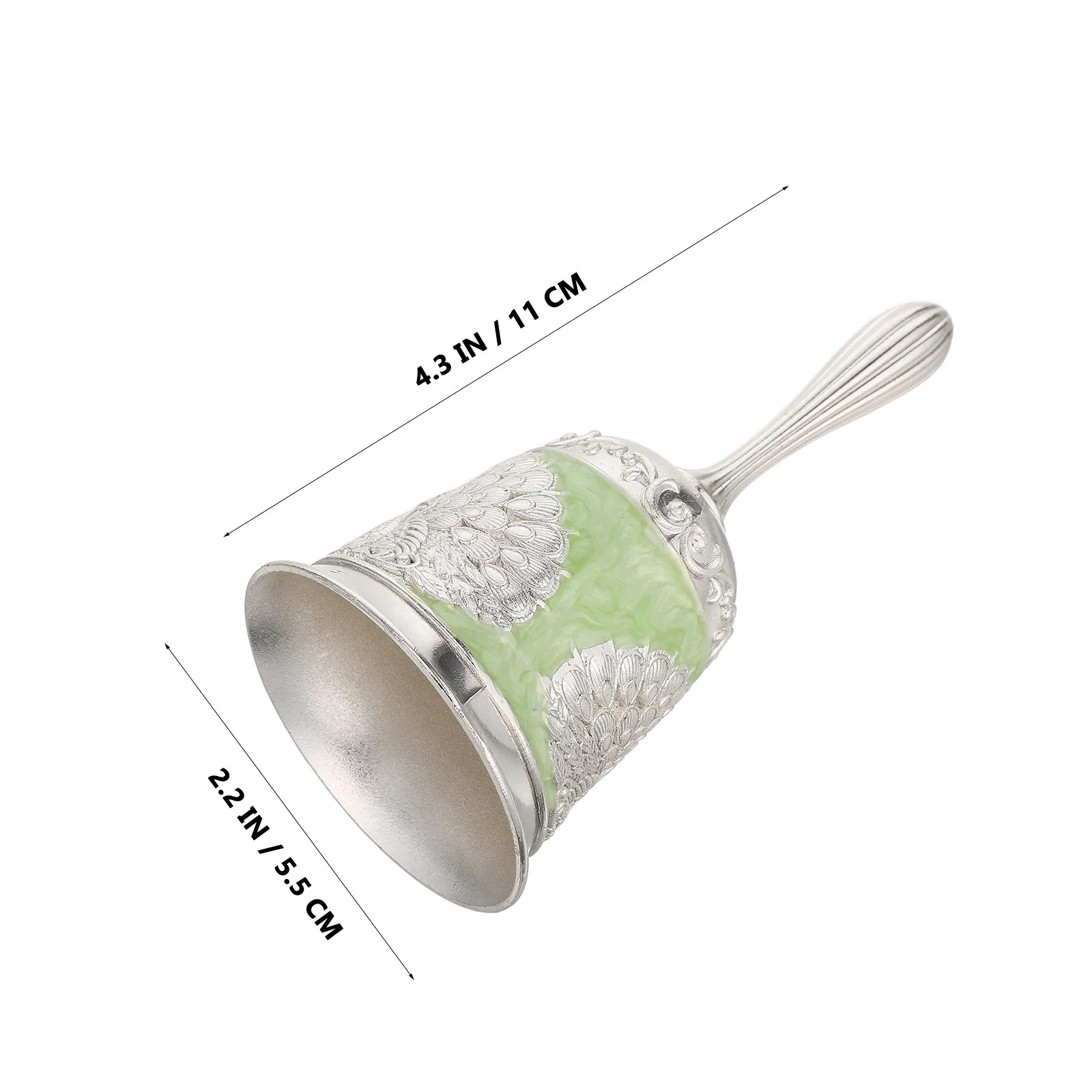 Metal Handbell Vintage Peacock Pattern European Style Decorative Table Bell Loud Ringing Handheld Bell for Restaurant Senior