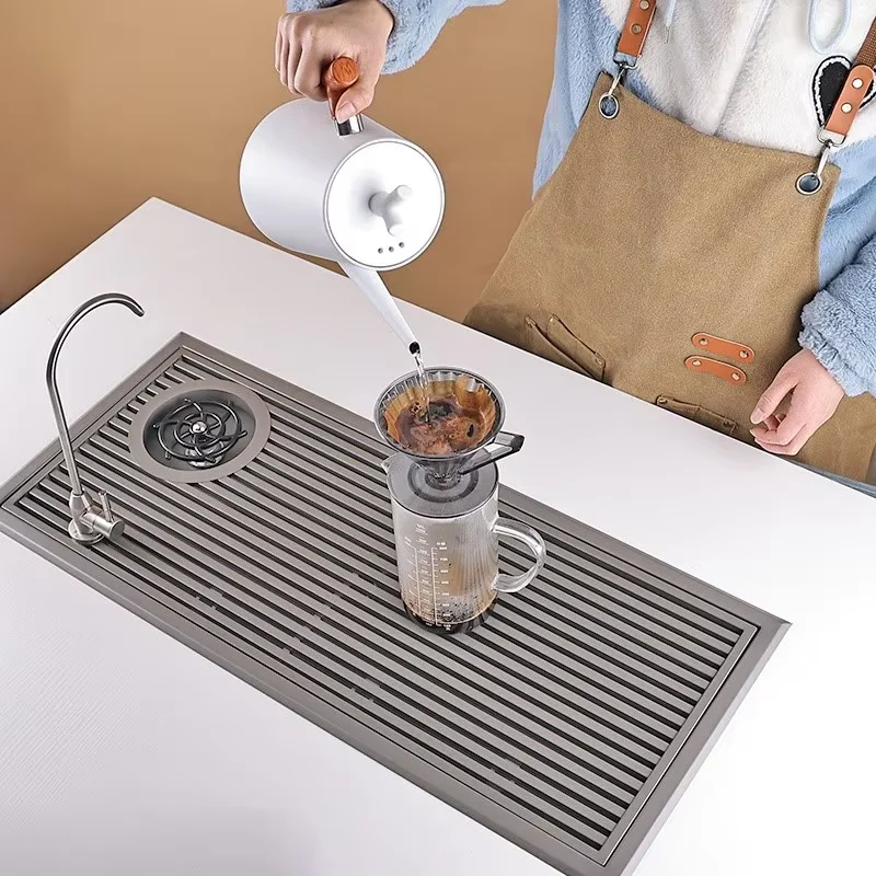 Stainless Steel Pitcher Rinser Sink Drain Tray Coffee Utensils Hand Brewing Table High Pressure Cup Washer for Kitchen Bar Cafe
