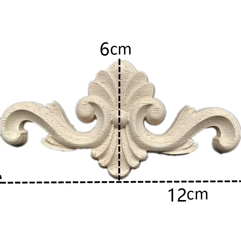 2PCS 12cm Vintage Floral Wood Carved Corner Applique Wooden Carving Decal for Furniture Cabinet Door Frame Wall Home Decor Craft