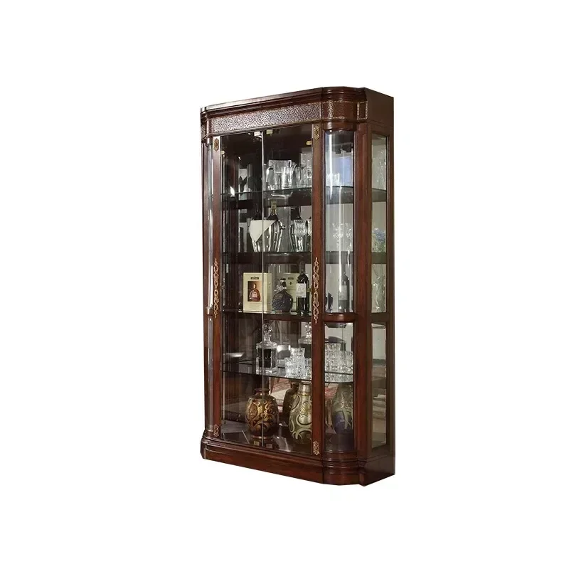 

European-Style Classical Two-Door Wine Cabinet Solid Wood Display Cabinet Glass Goods Jewelry Storage Cabinet