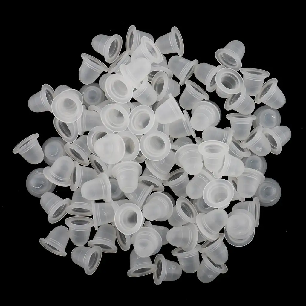 3-6 pacote 100 peças tampas de copo de pigmento microblading fornecimento de suporte de tinta de silicone