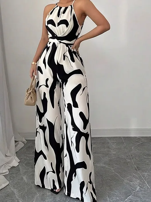 

Свободный комбинезон с рисунком зебры, женские широкие брюки с высокой талией, длинные брюки, тонкая модель, эксклюзивная онлайн S, китайское производство