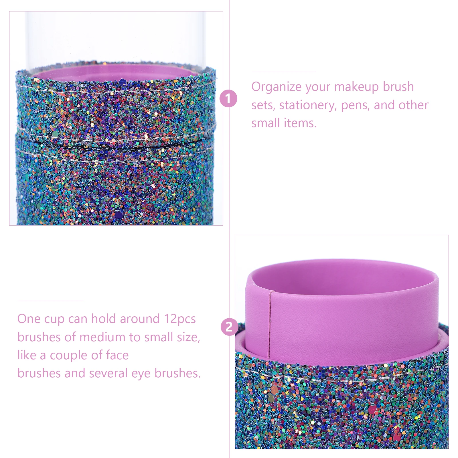 

Makeup Brush 2in1 PU Acrylic Holder Vanity Brush Container Desk Storage Container Medium Small Brushes Box ganizer