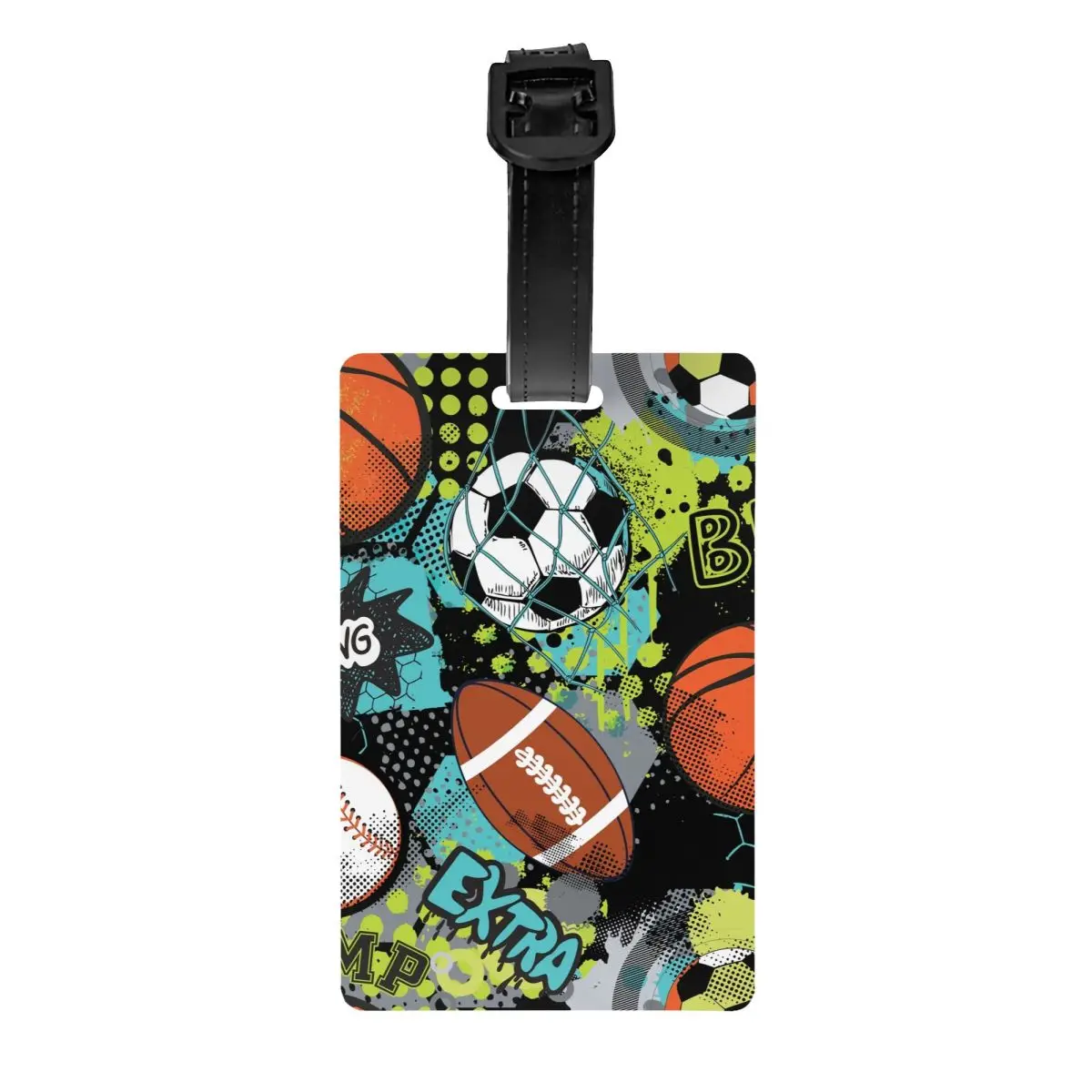 Custom Sport Balls Football Basketball Tennis Baseball Luggage Tag for Suitcases Privacy Cover ID Label