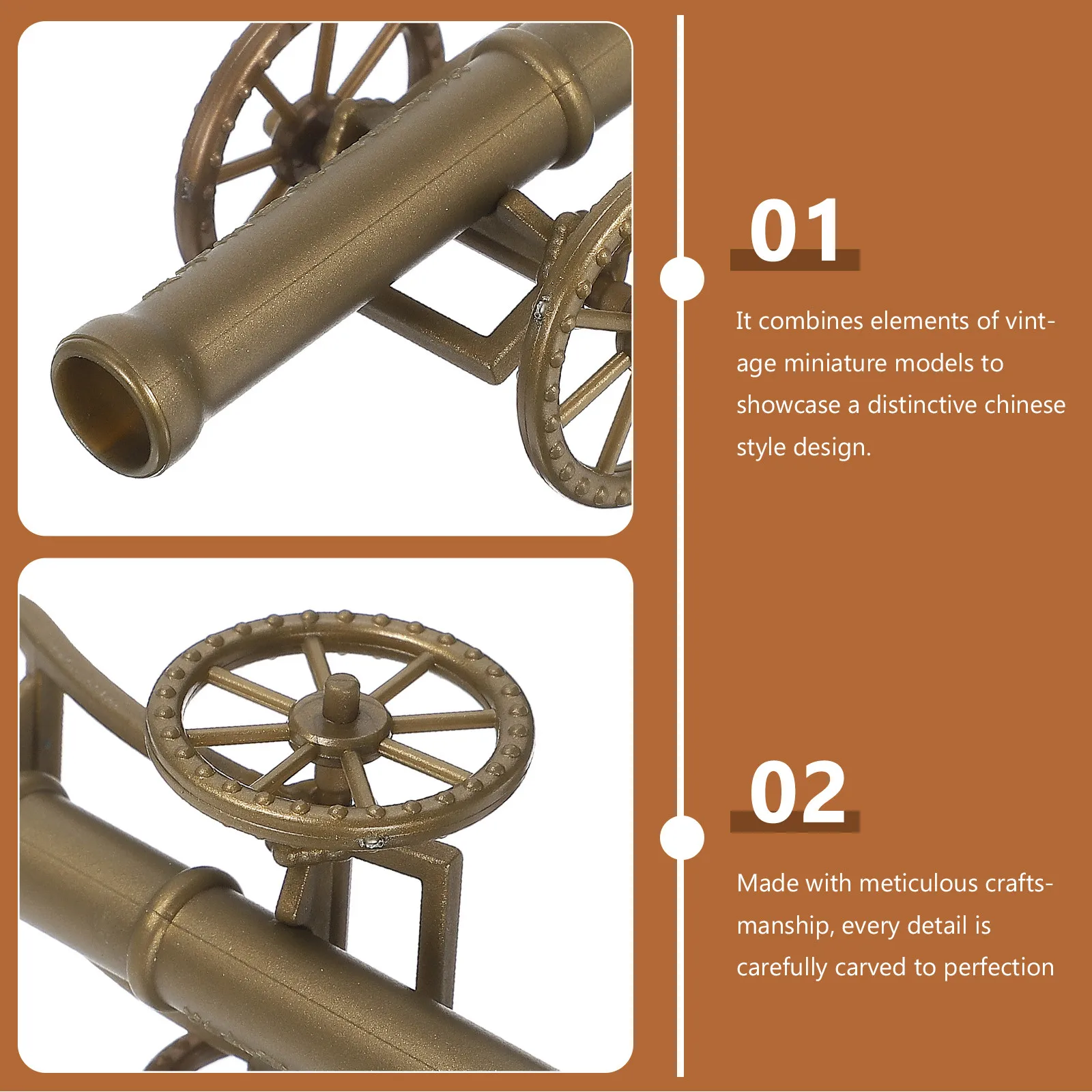 Vintage Chinese-Style Cannon Ornament for TV Cabinet, Living Room & Office Decor – Exquisite Craftsmanship Statue