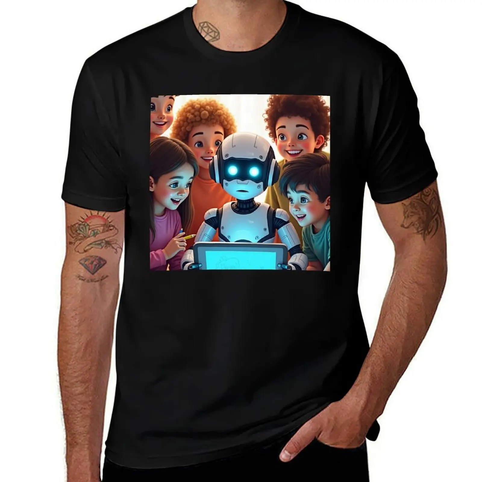 

Cute Robot Teacher – Friendly AI Teaching Kids with Love T-Shirt summer 2025 custom t-shirts for a boy clothes for men