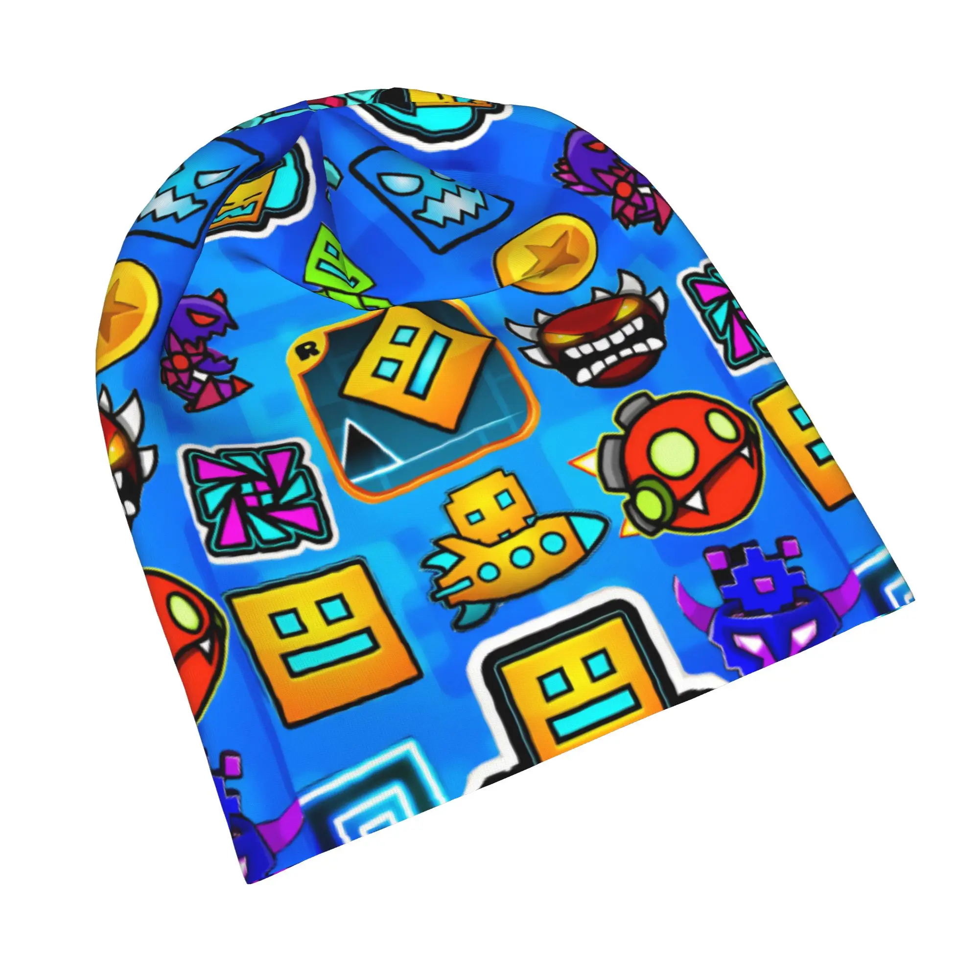 Geometry Dash  Bonnet Hat Autumn Winter Street Skullies Beanies Hat  for Men Women Warm Multifunction Caps