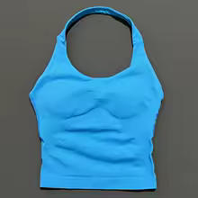 Performance Tank Tops Halters Strappy Seamless Workout Women - Glacier Blue