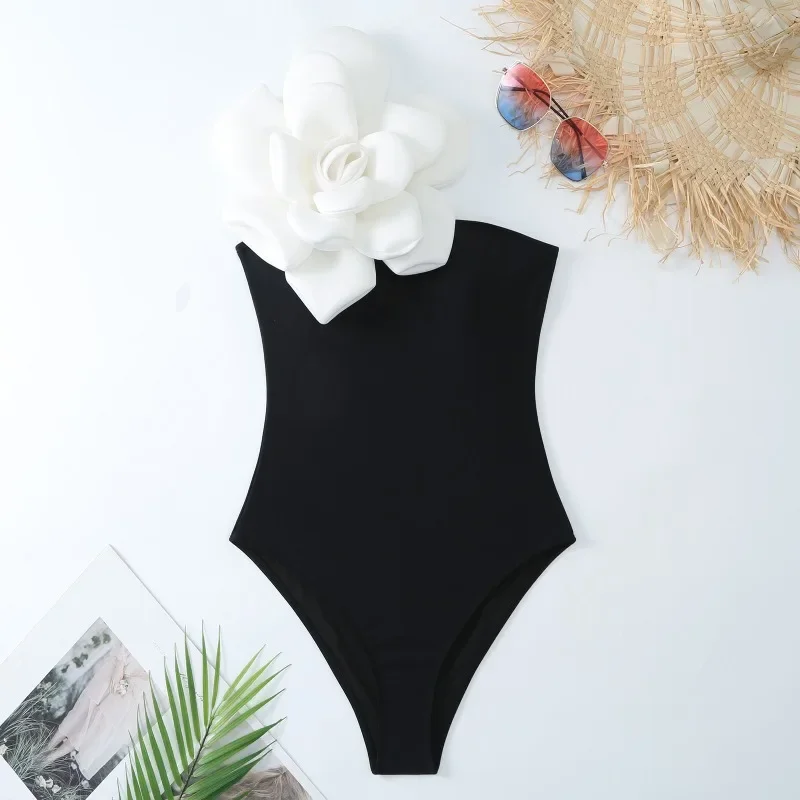 

Plus Size Women's One-Piece Swimsuit Set, Tight Fitting, Slimming, Large Flower, Chiffon, Long Skirt