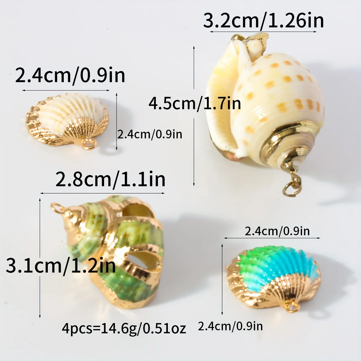 4pcs Colored Glossy Conch Shell Pendants With Loop, Perfect For Necklace Bracelet Bangle Keychain Jewelry Making
